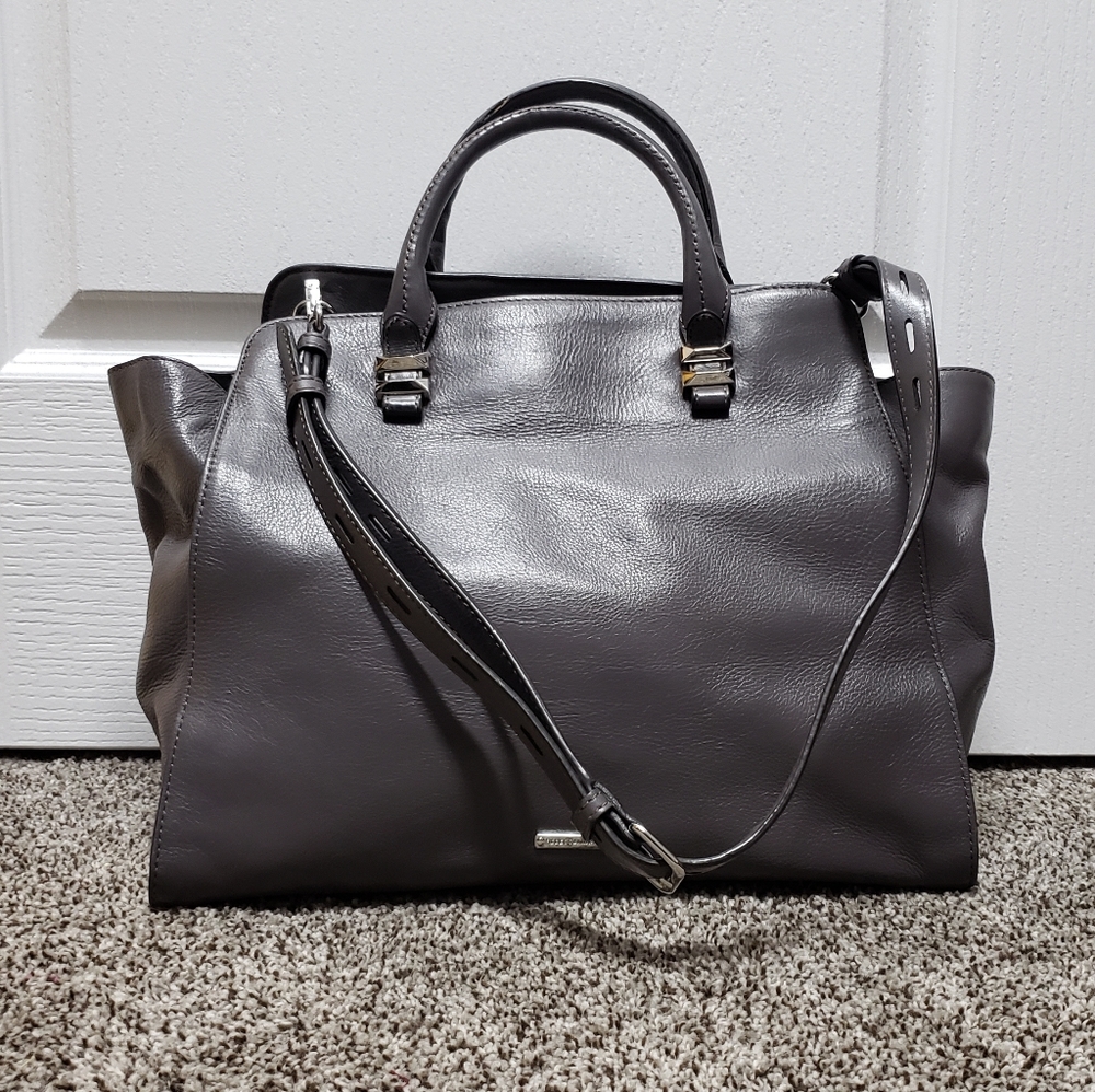 Rebecca Minkoff Regan tote with crossbody strap in grey leather